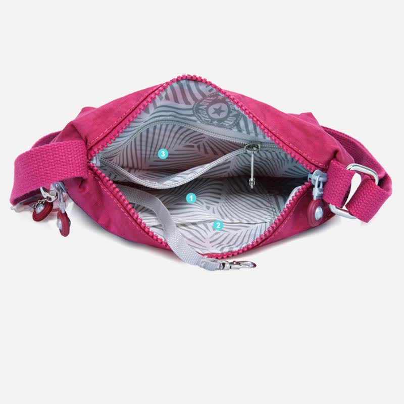 Leichte kleine Crossbody-Tasche mit Dreifach-Reißverschluss, Schultertasche für Damen