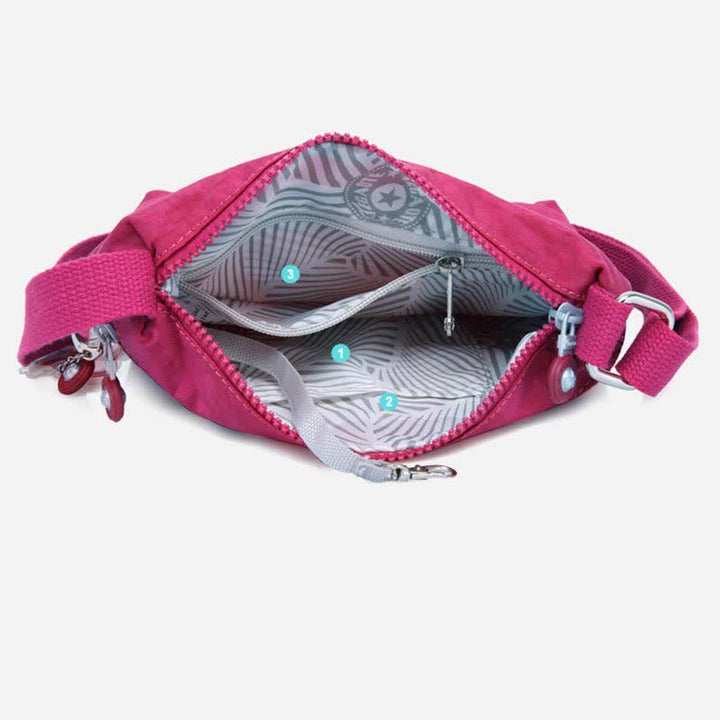 Leichte kleine Crossbody-Tasche mit Dreifach-Reißverschluss, Schultertasche für Damen