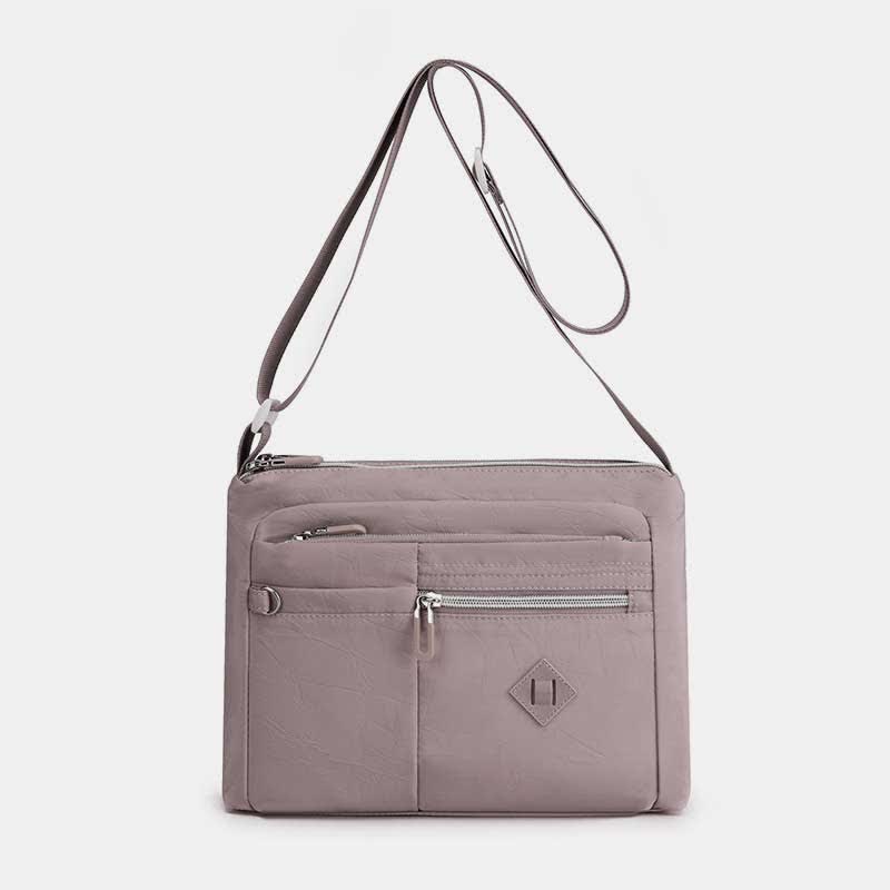 Umhängetasche mit Doppelreißverschlussfach für Damen, leichte Schultertasche mit mehreren Taschen