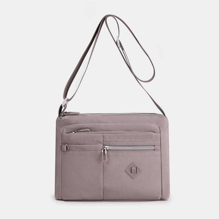 Umhängetasche mit Doppelreißverschlussfach für Damen, leichte Schultertasche mit mehreren Taschen