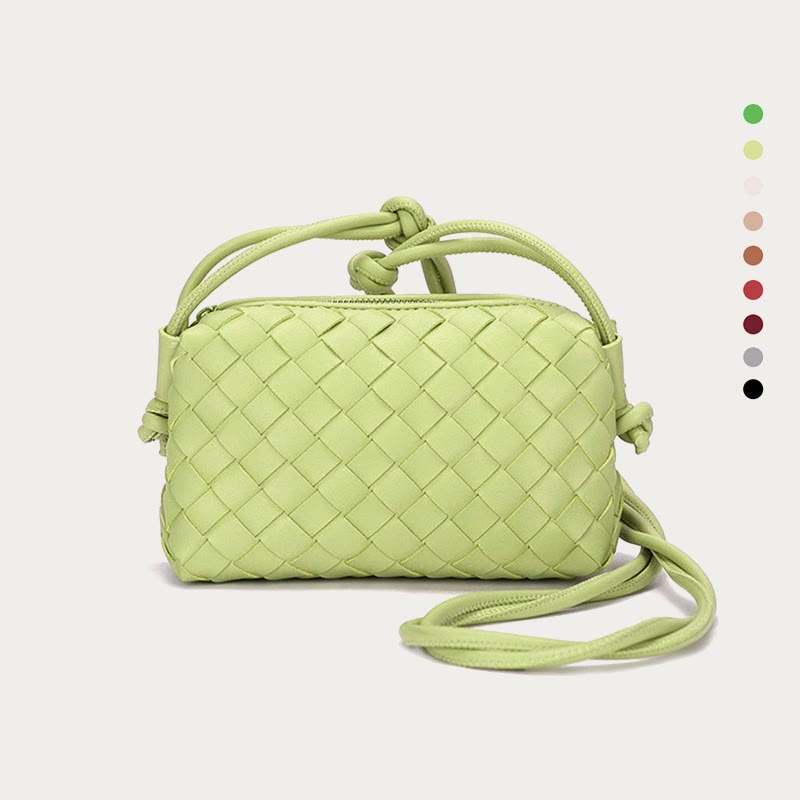 Umhängetasche für Damen, gestrickt, mit Karomuster, Handytasche