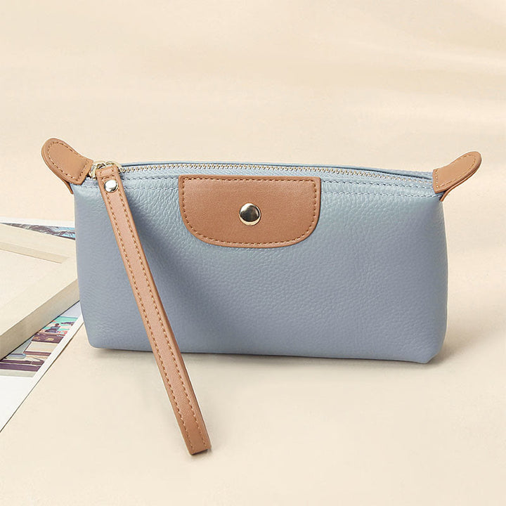 Handliche Clutch aus Leder, leicht, groß, für das Handgelenk, mit Reißverschluss