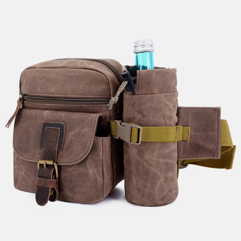 Canvas-Gürteltasche für Damen und Herren, Hüfttasche, Brusttasche mit Flaschenfach