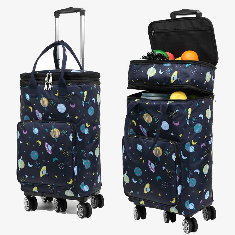 Teleskopstange Rolling Tote Bag Falten Wärme Erhaltung Einkaufswagen