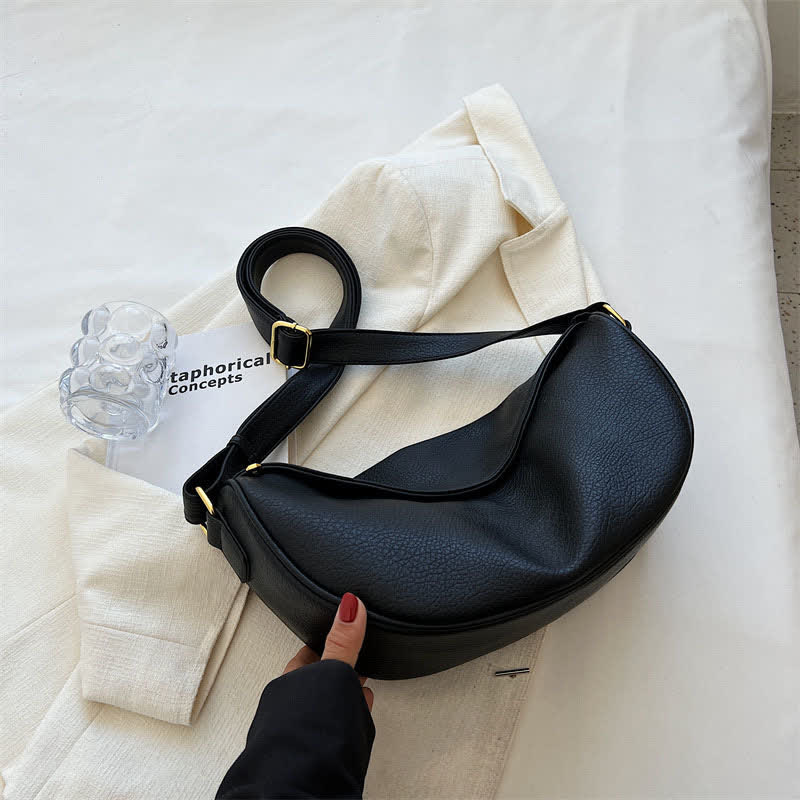 Umhängetasche für Damen, schlichte und lässige Hobo-Tasche aus PU-Leder