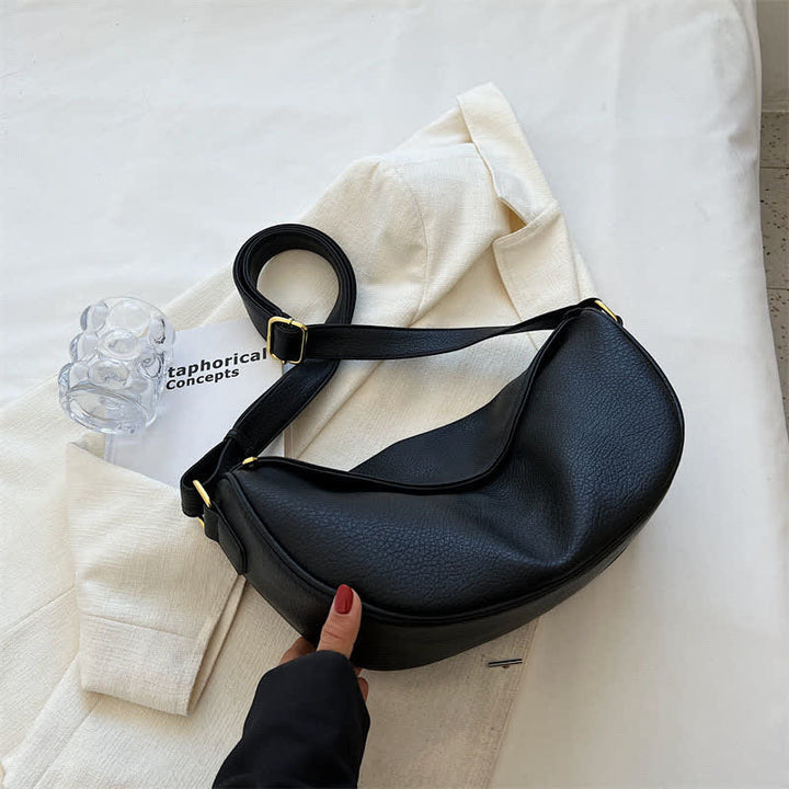 Umhängetasche für Damen, schlichte und lässige Hobo-Tasche aus PU-Leder