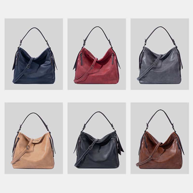 Retro-Handtasche für Damen, groß, Designer-Hobo-Tasche aus Leder