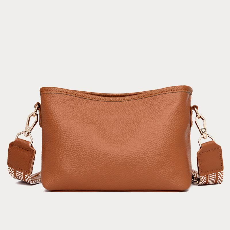 Umhängetasche für Damen, einfarbig, mit Litschi-Muster, Ledertasche