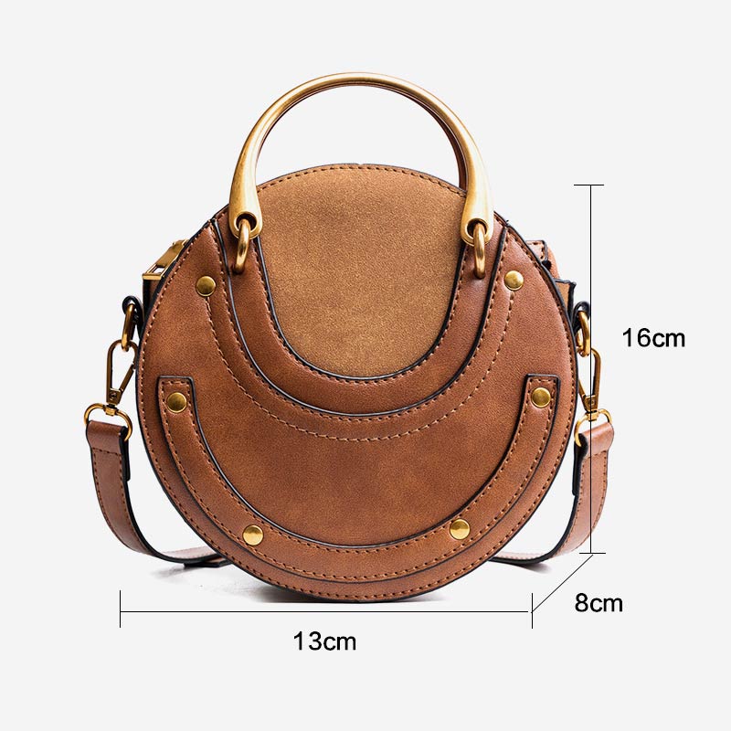 Elegante, runde Top-Grifftasche mit großem Fassungsvermögen und metallischem Griff