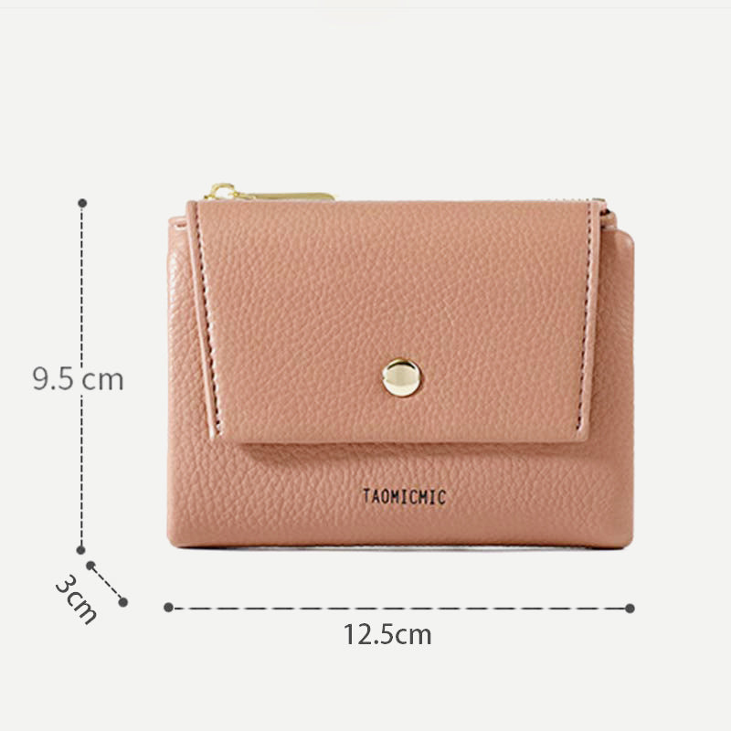 Mini-Geldbörse für Damen aus PU, zweifach gefaltet, kurze Brieftasche mit mehreren Kartenfächern