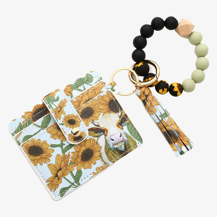 Western-Kartenhalter, Silikon-Perlenarmband, Quaste, Geldbörse für Damen