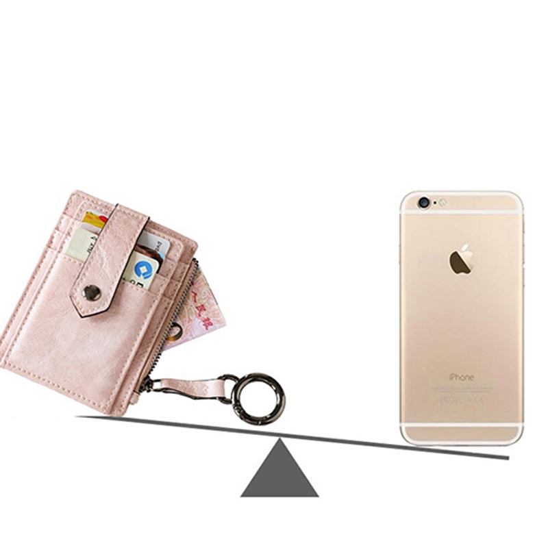 Schlankes Kartenetui, Vordertasche, Geldbörse, Kreditkartenhalter für Damen, mit Schlüsselanhänger