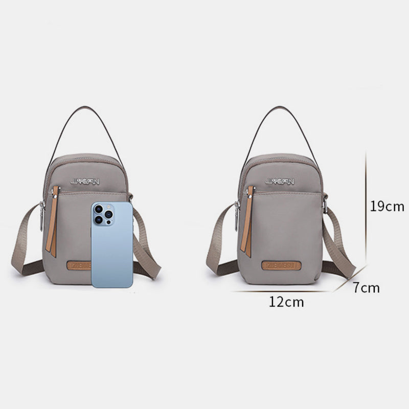 Kleine Umhängetasche aus Nylon für Handys, leichte Mini-Schulterhandtasche