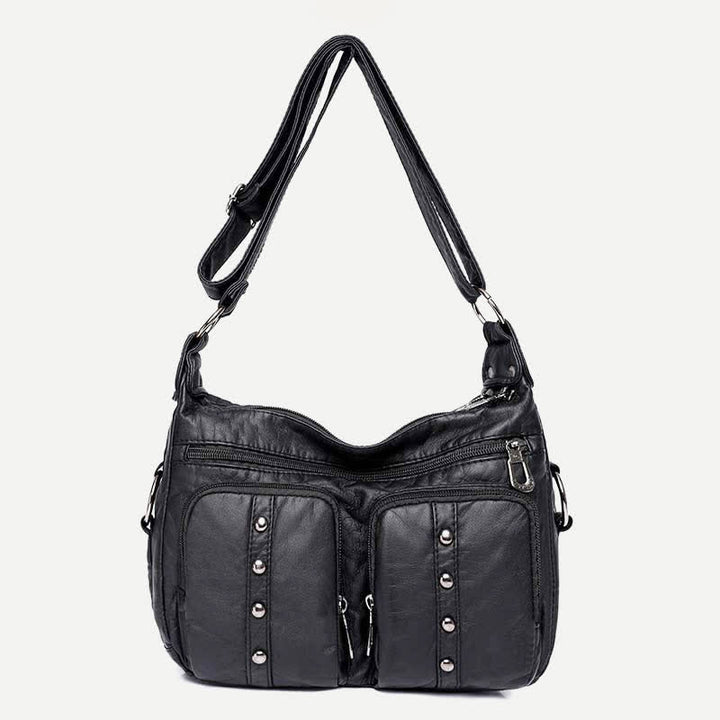 Umhängetasche mit mehreren Taschen für Damen, Retro-Nieten, Leder, Schultertasche