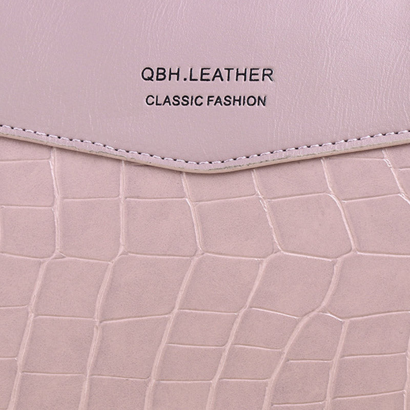 Leder-Crossbody-Handtasche für Damen mit zwei Fächern und Kiss Lock-Umhängetasche