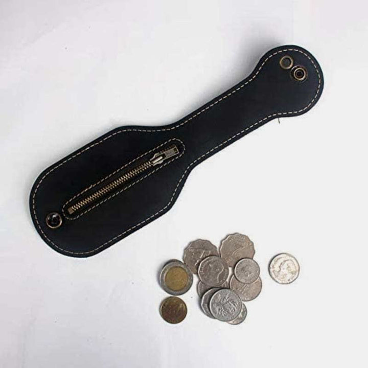 Vintage EDC-Tasche für Männer mit Druckknopf, Leder-Münzgeldbörse, Slapjack