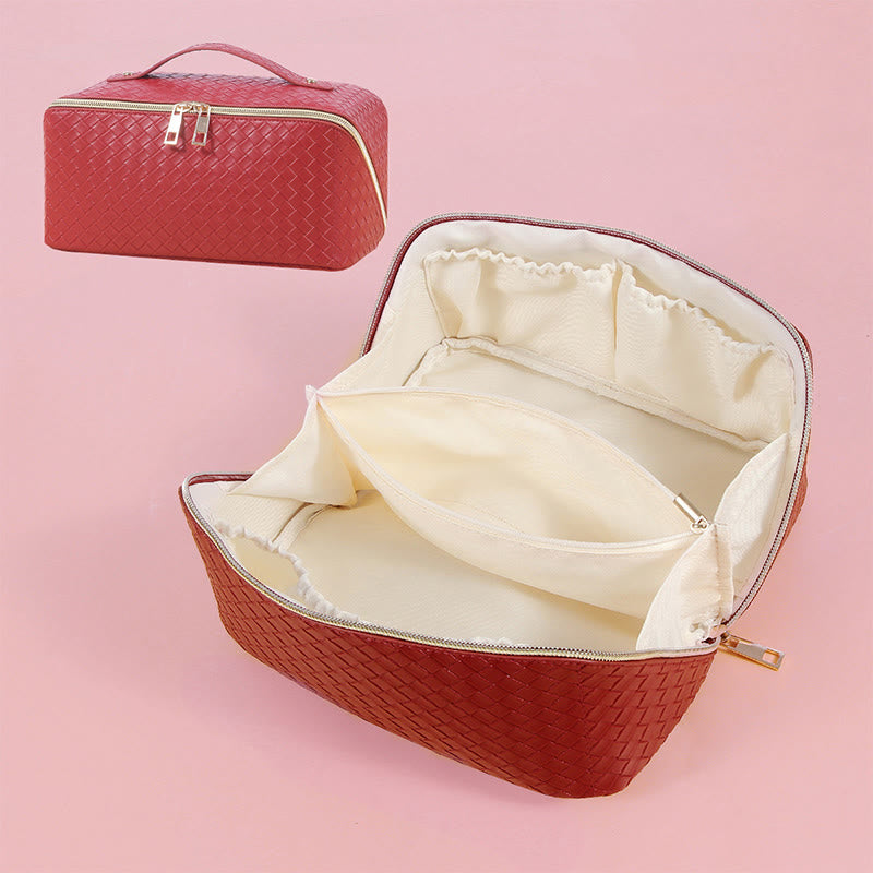 Kosmetiktasche für Damen, Reise, wasserdicht, Make-up-Tasche aus PU-Leder