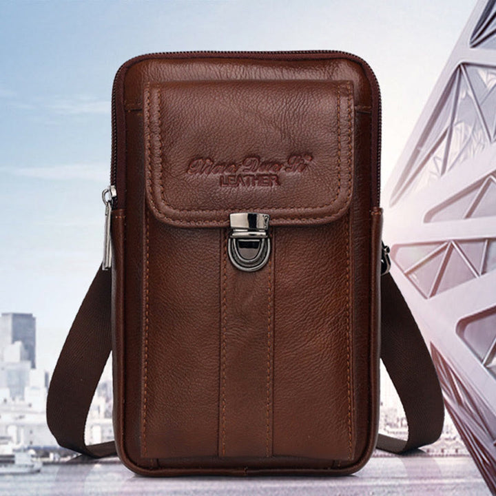 Kleine Umhängetasche für Herren, Business-Tasche aus echtem Leder, tragbar
