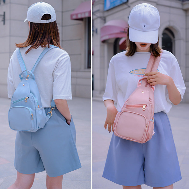 Umwandelbare Schultertasche für Damen, leicht, lässig, Mini-Rucksack, Brusttasche