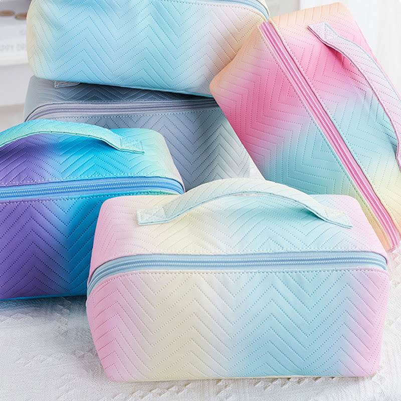Kosmetiktasche für Damen, Reise-Make-up-Tasche mit Farbverlauf