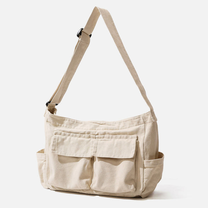 Umhängetasche aus Canvas mit mehreren Taschen für Damen, Retro, leichte Schultertasche