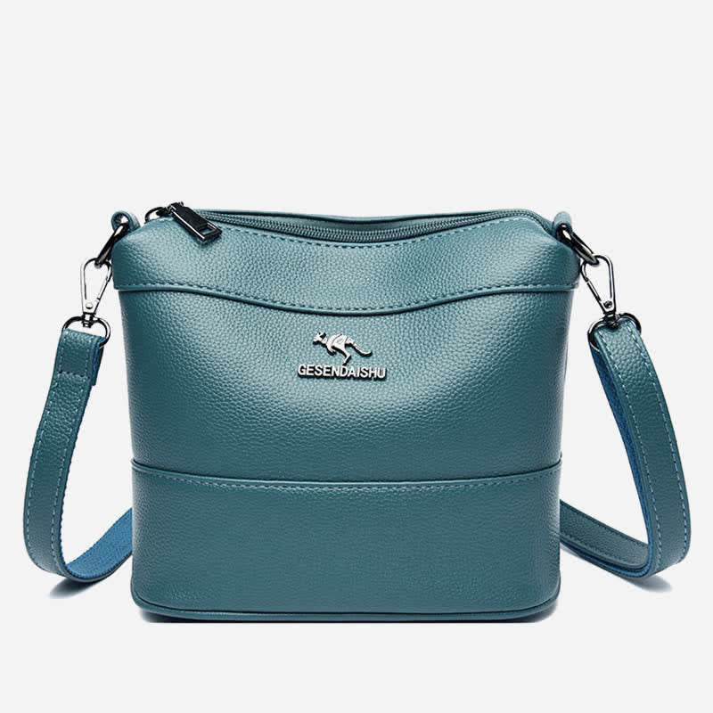 Leder-Beuteltasche für Damen, kleine Umhängetasche mit Crossbody-Gurt