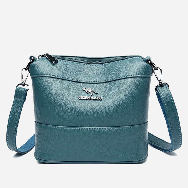 Leder-Beuteltasche für Damen, kleine Umhängetasche mit Crossbody-Gurt