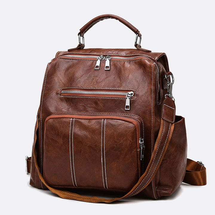 Rucksack für Damen, großes Fassungsvermögen, kleiner Rucksack aus weichem PU-Leder