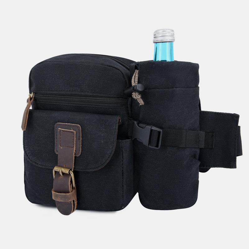 Canvas-Gürteltasche für Damen und Herren, Hüfttasche, Brusttasche mit Flaschenfach