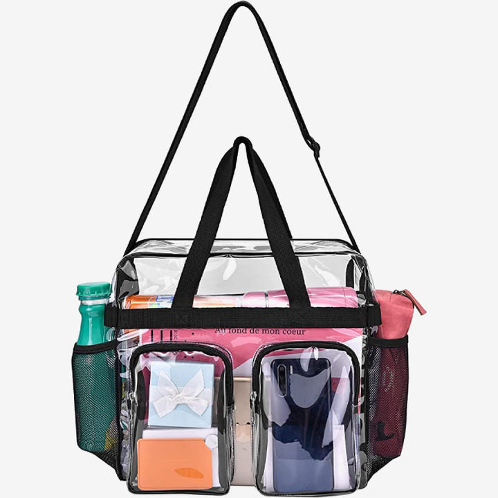 Tragetasche für Ausflüge, tragbare, transparente Umhängetasche mit mehreren Taschen