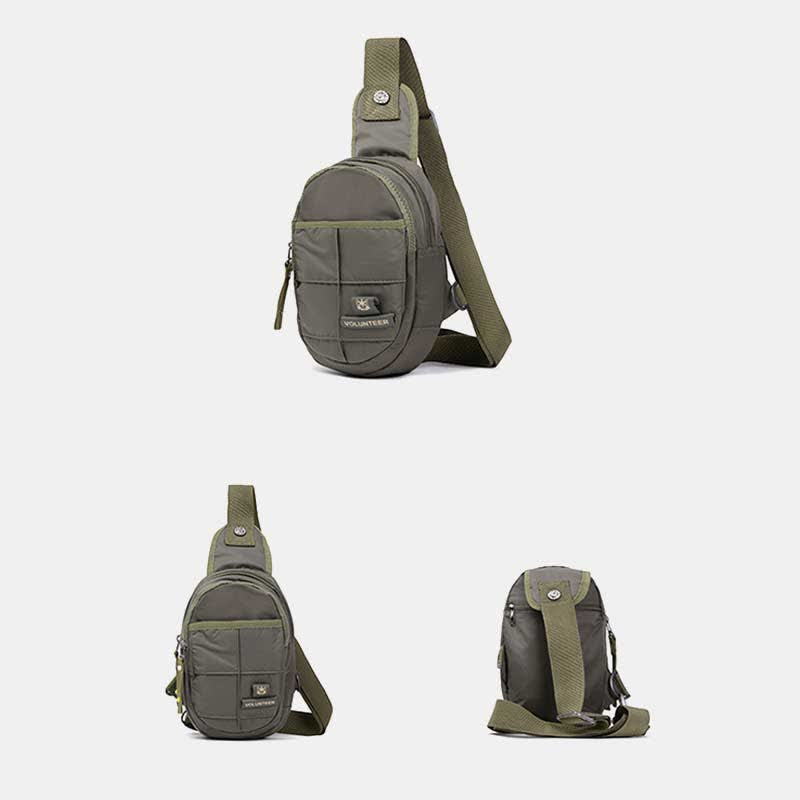 Outdoor-Sport-Sling-Brusttasche aus Segeltuch mit Doppelreißverschluss, für Reisen und Wandern