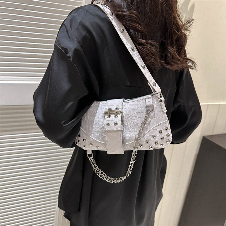 Umhängetasche für Damen, Krokodilmuster, Retro-Punk-Partytasche