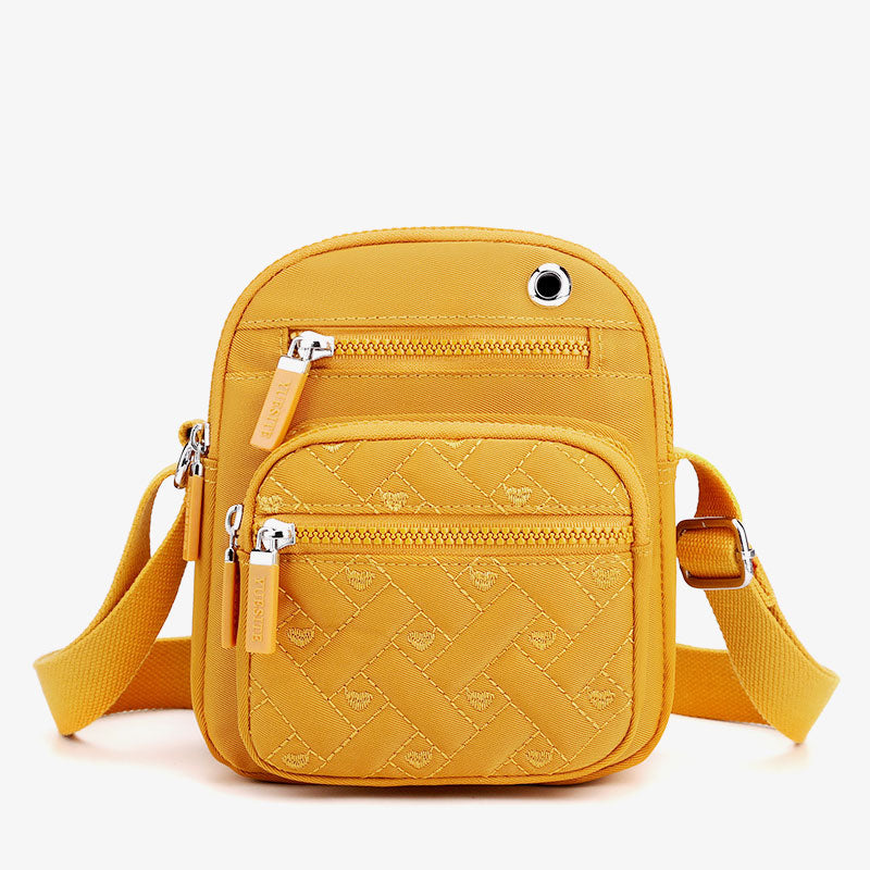 Lässige Umhängetasche aus Nylon mit mehreren Taschen und Loch für Kopfhörer