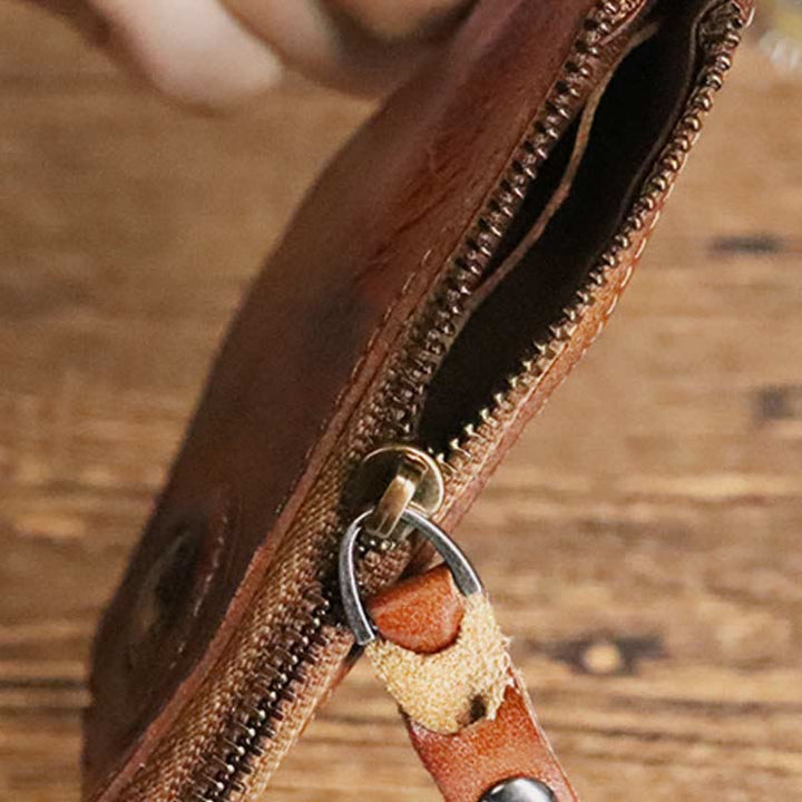 Geldbörse für Herren, multifunktional, weiches Leder, Vintage, täglicher Reißverschluss - image 11