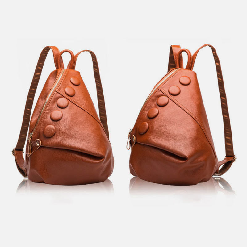 Einfarbiger Lederrucksack für Damen und Jugendliche