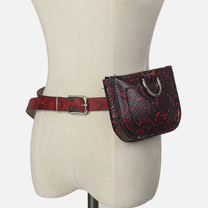 Mini-Gürteltasche für Damen aus Schlangenhaut-Garnleder
