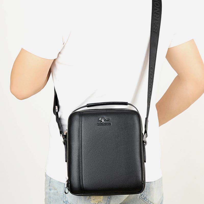 Messenger Bag für Herren aus PU-Leder, minimalistische Business-Umhängetasche