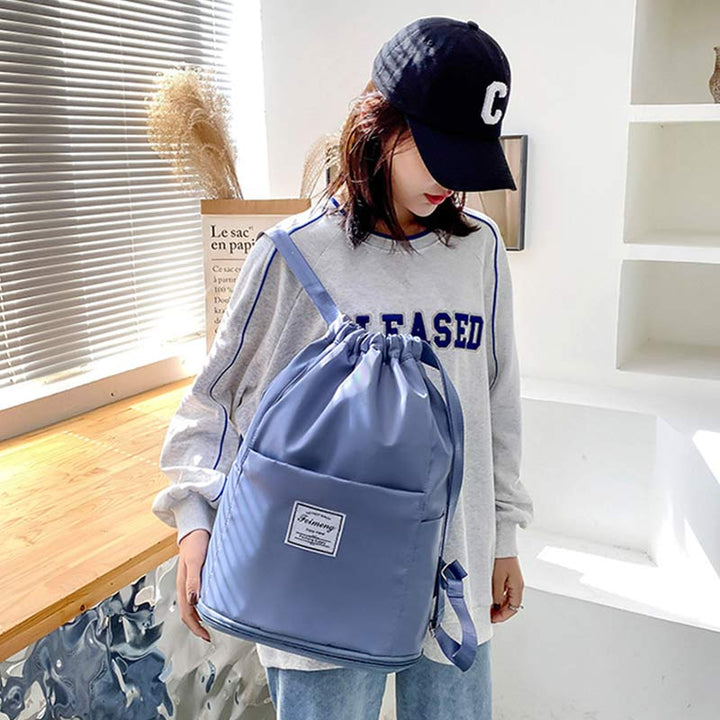 Kordelzug-Rucksack für Damen, wasserdicht, groß, Nass- und Trockentrennrucksack