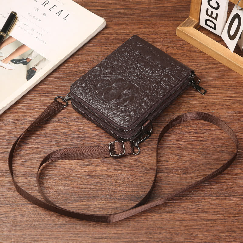 Handytasche mit abnehmbarem Riemen für Damen, Umhängetasche aus geprägtem Leder
