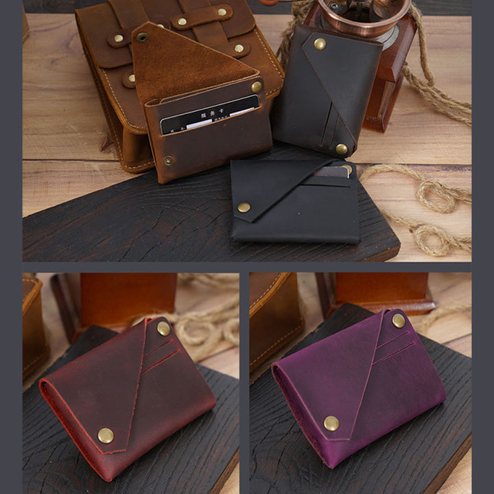 Retro-Handgemachtes Echtleder Kartenetui Vordertasche Geldbörse Münzgeldbörse