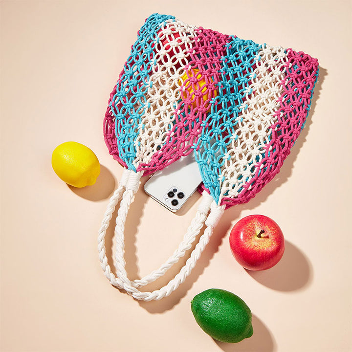 Baumwollseil Sommer Fischernetz Handtasche handgefertigt gewebte Schultertasche