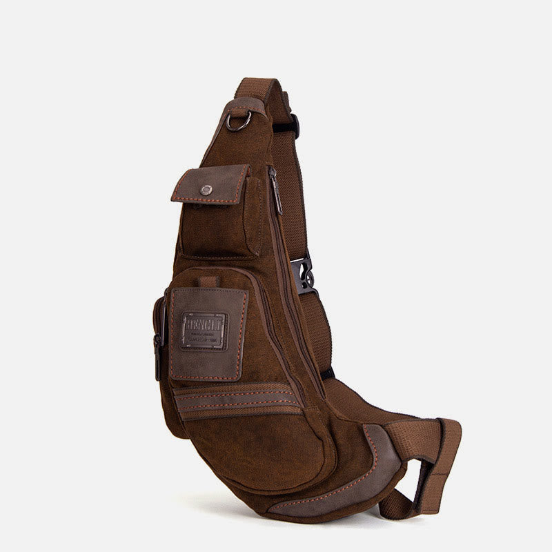 Große Canvas Brusttasche Herren Outdoor Sports Crossbody Sling Rucksack