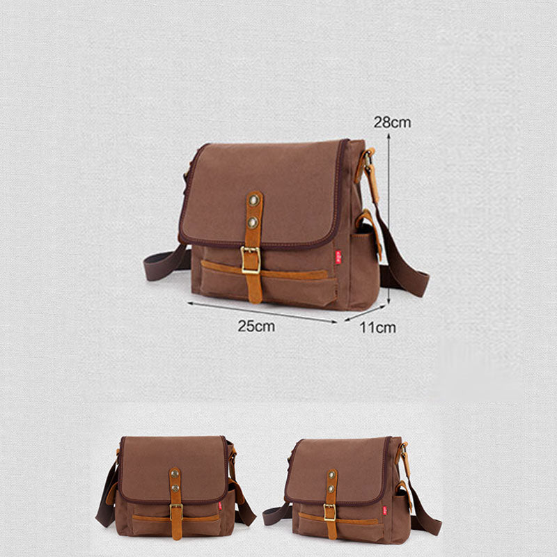 Vintage Messenger Bag aus Canvas mit großem Fassungsvermögen 