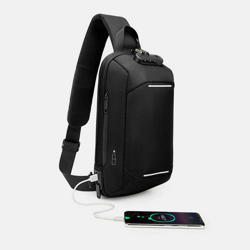 Diebstahlsichere, wasserdichte Brusttasche mit USB-Ladeanschluss