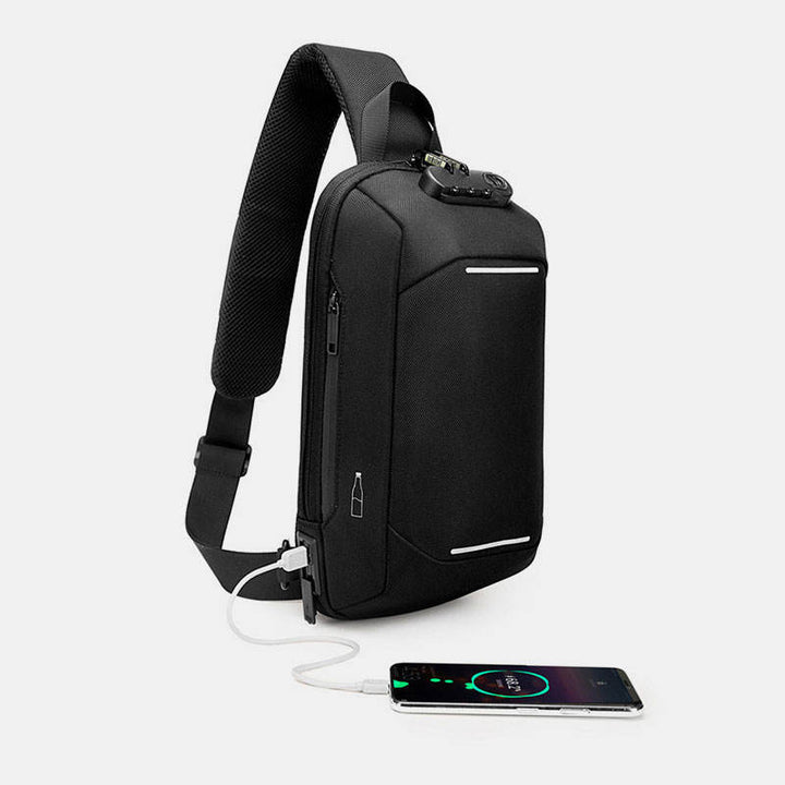 Diebstahlsichere, wasserdichte Brusttasche mit USB-Ladeanschluss