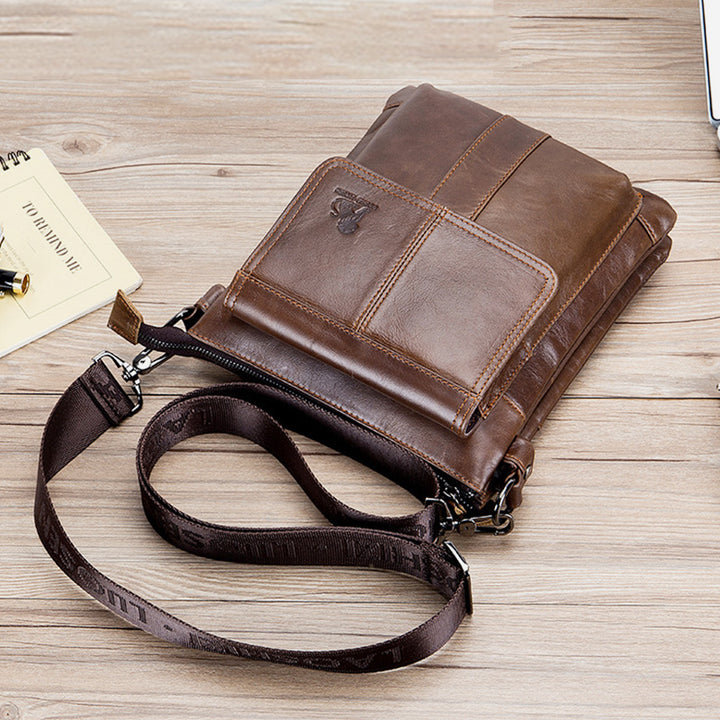 Große Kapazität Echtleder Retro Schultertasche Crossbody Tasche