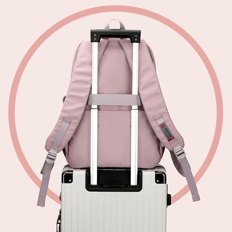 Rucksack für Damen, mehrere Taschen, großes Fassungsvermögen, Polyesterfaser, Schul-Tagesrucksack