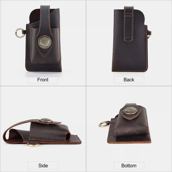Retro Leder Telefon Holster für Männer Universal Fall Taille Tasche EDC