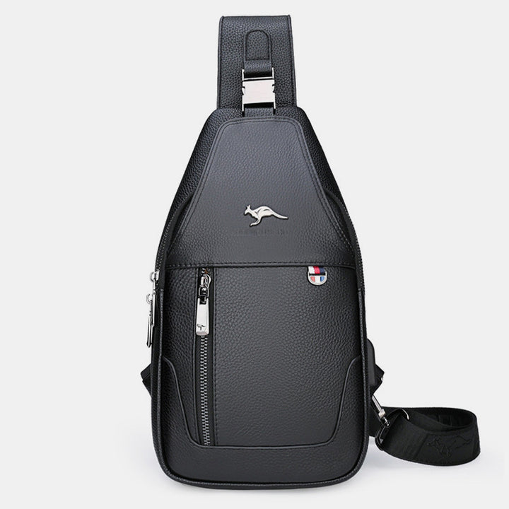 Sling Pack-Umhängetasche für Herren aus echtem Leder mit USB-Ladeanschluss