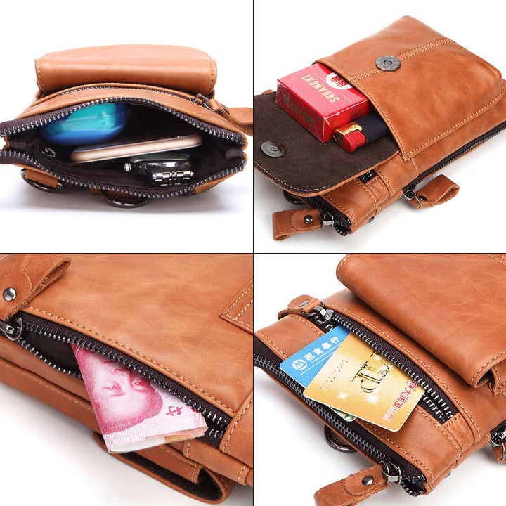 Multifunktions-Gürteltasche aus Leder für Herren 